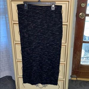 Black marled midi skirt